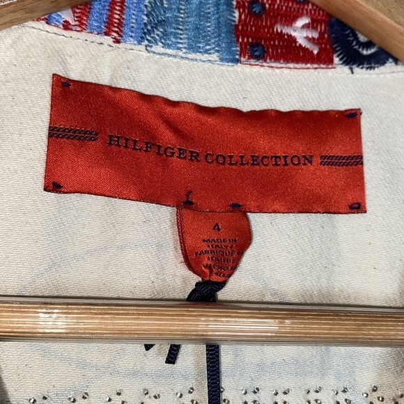 Hilfiger Collection Studded Jean Vest NWT Women 4 Ivory American Flag Embroidery - Picture 8 of 15